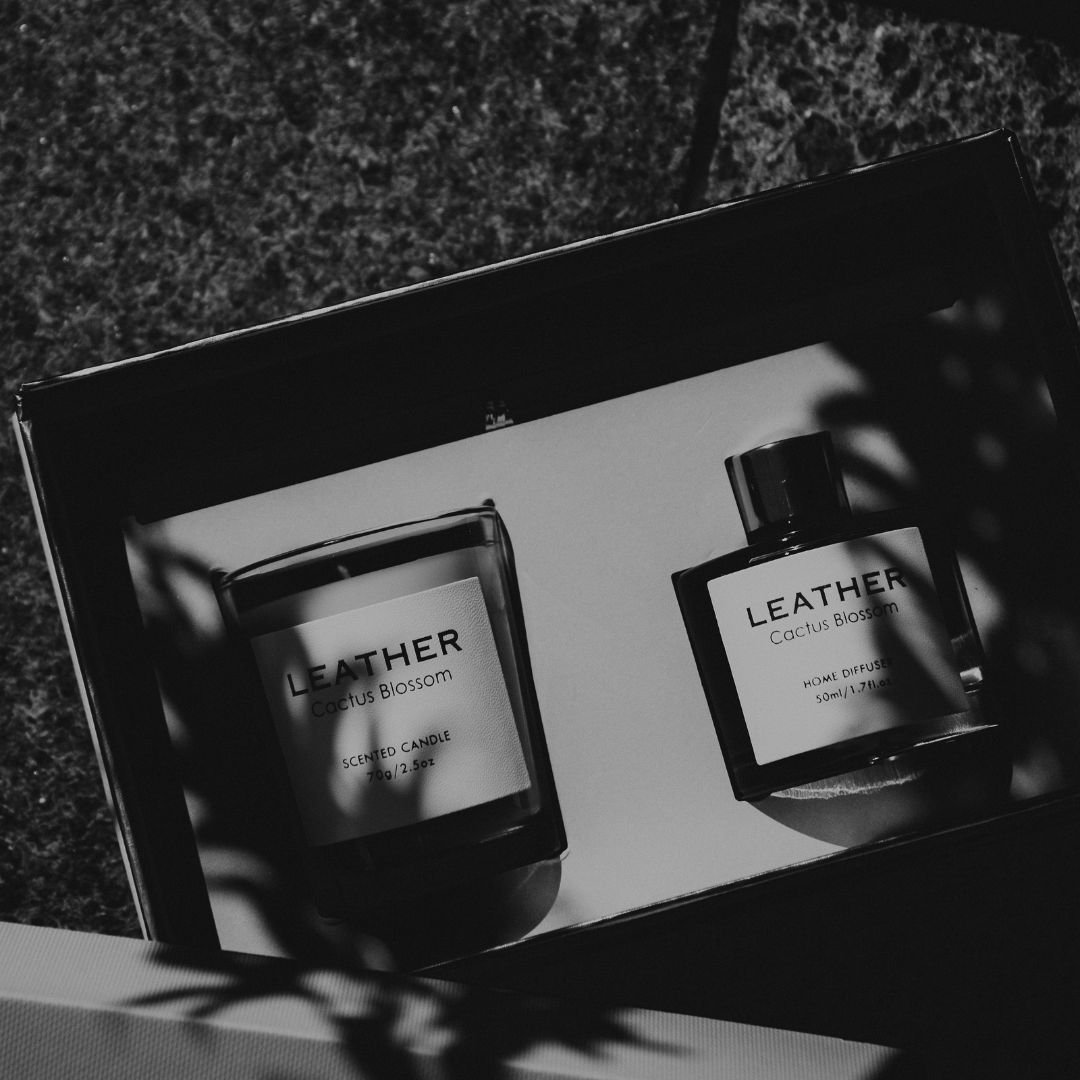 Cactus Blossom leather feel gift pack: geurkaars en geurstokjes, foto 6
