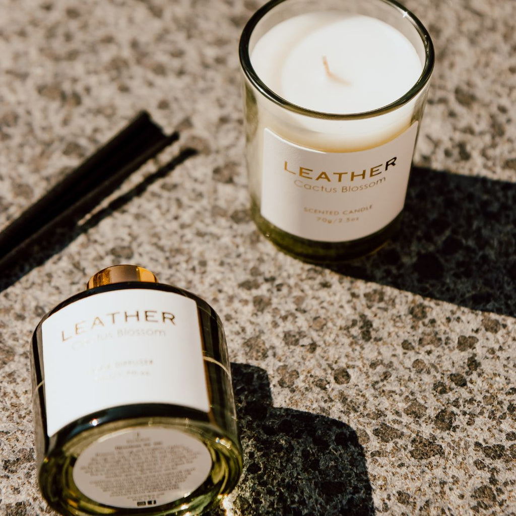 Cactus Blossom leather feel gift pack: geurkaars en geurstokjes, foto 4