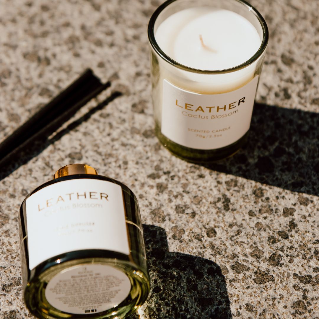 Cactus Blossom leather feel gift pack: geurkaars en geurstokjes, foto 4
