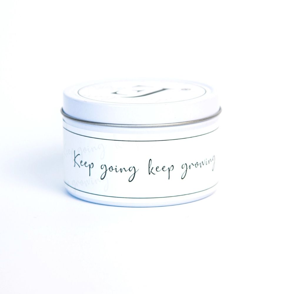 Quote kaars in blik - Keep going keep growing-4