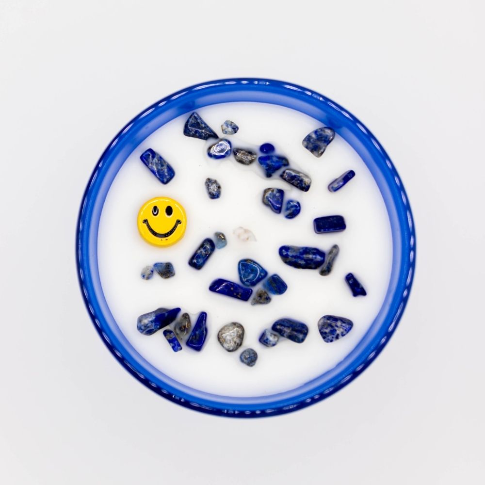 Smiley kaars - Blauw-0