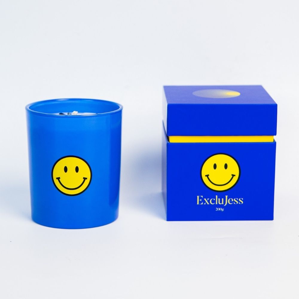 Smiley kaars - Blauw-2