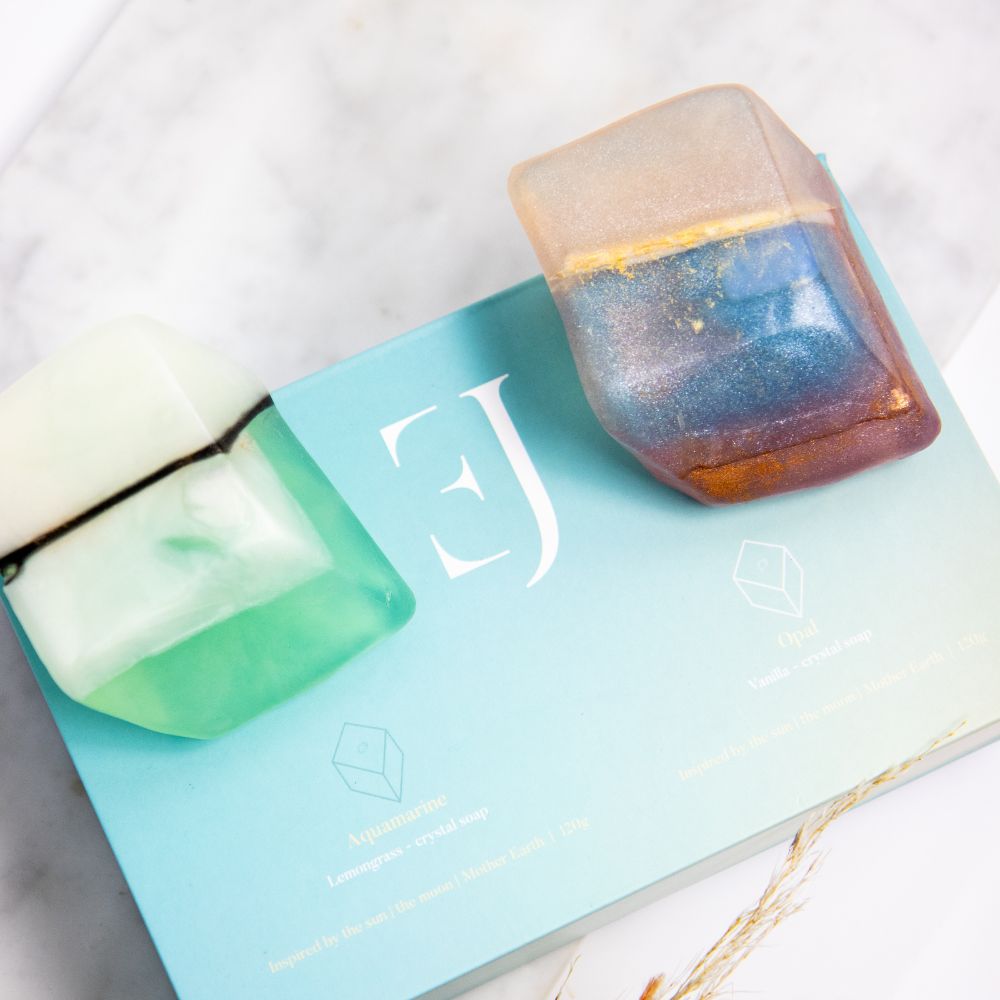 cadeau box kristalzepen Aquamarijn & Opaal