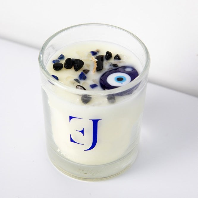 evil eye kaars met kristallen 22